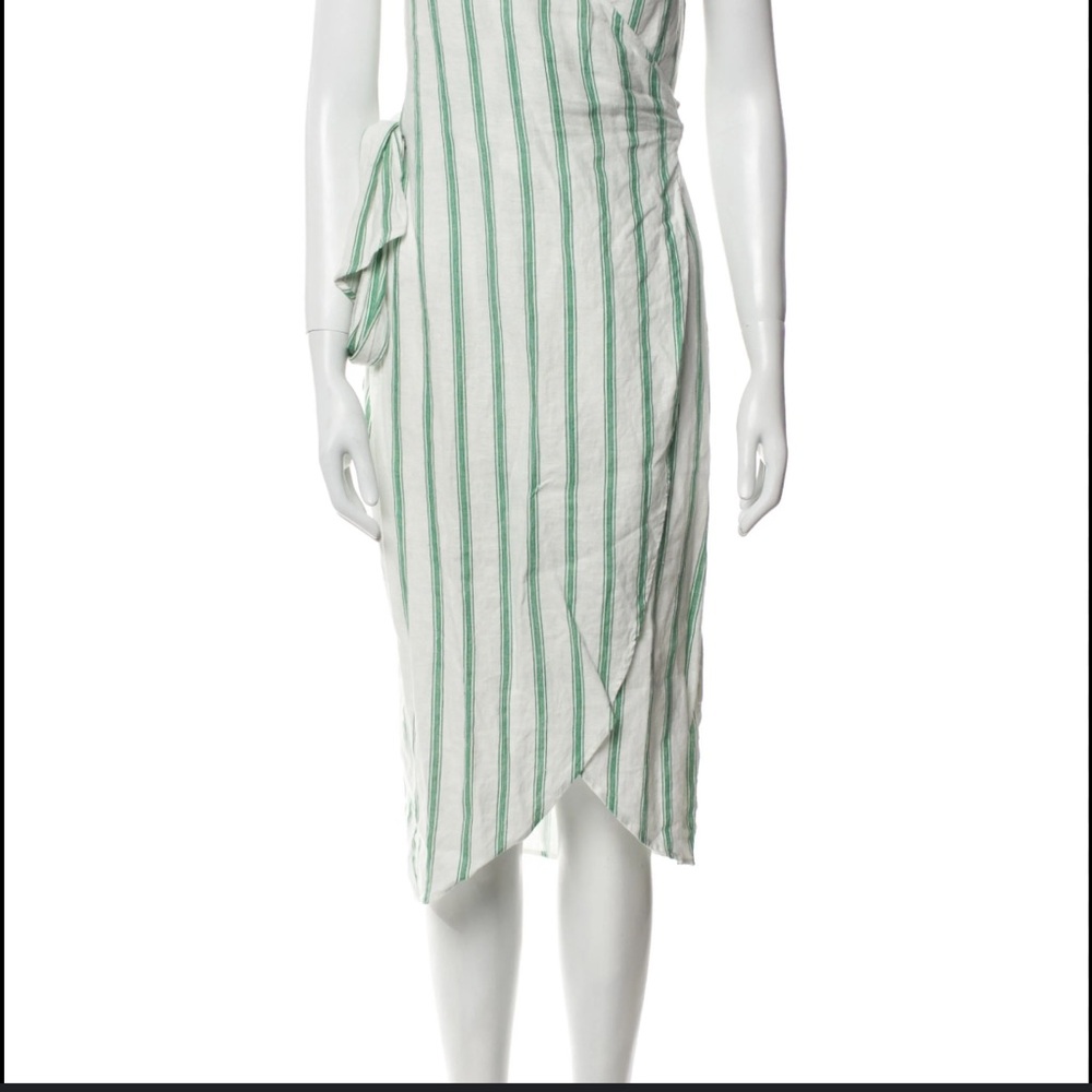 Reformation. Small. Wrap dress in Green and White Stripes.